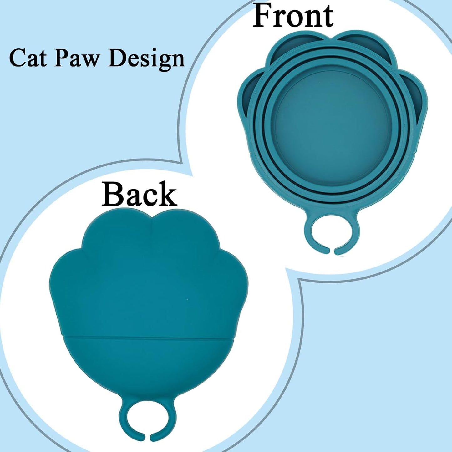 Cat Food Can Spoon & 3 Pcs Can Lids | Cute Paw Shape Can Covers & Cat Can Opener for Wet Food | Universal BPA Free Silicone for Cats and Dogs Food(Dark Blue)