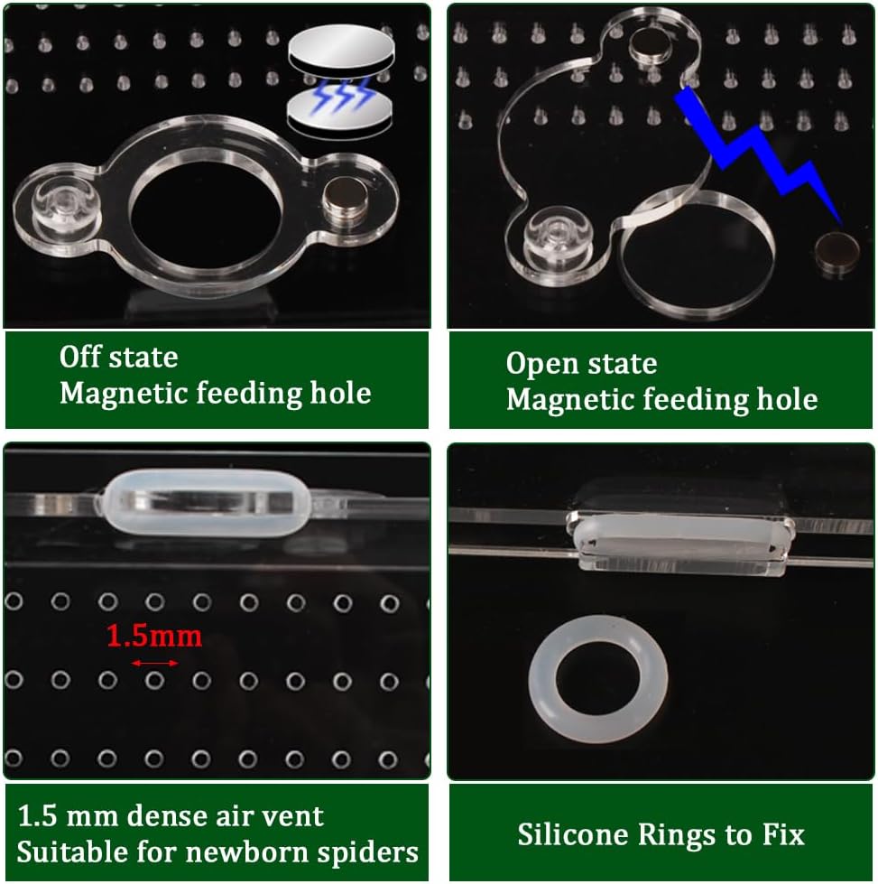 Reptile Terrarium,Tarantula Enclosure,Jumping Spider Enclosure for Tarantula Scorpion Sling Isopods Snail Reptile Invertebrates Accessories（4" X4 X4 ）
