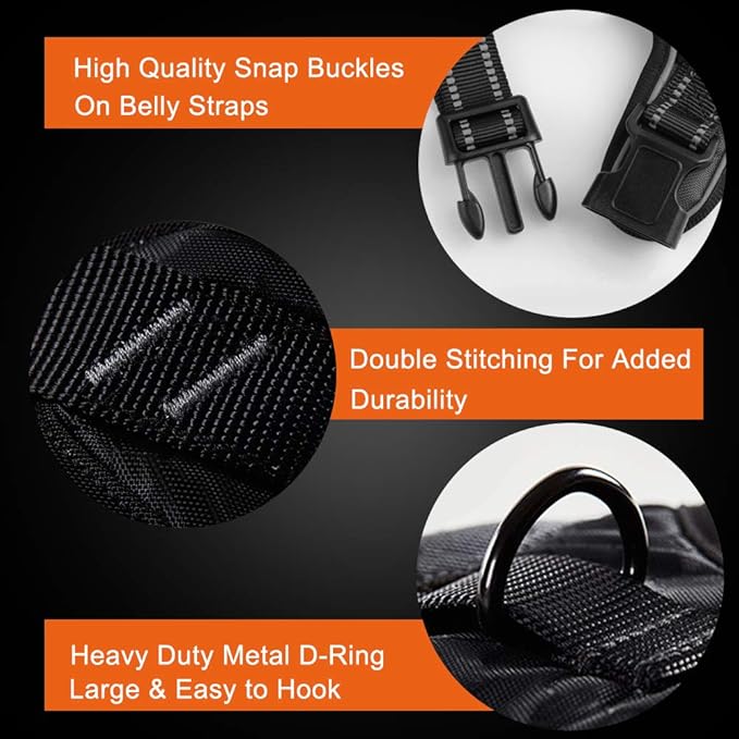 PHOEPET No Pull Dog Harnesses for Small Puppies Reflective Adjustable Front Clip Vest with 2 Metal Leash Attachment Hooks Soft Handle (S, Black)