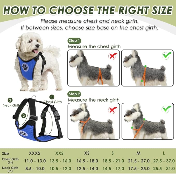 SlowTon Dog Seat Belt Harness for Car, Dog Car Harness Adjustable Mesh Breathable & Dog Seatbelt Safety Tether with Elastic Bungee for Small Medium Large Pets(Blue, Single Clip, XS)