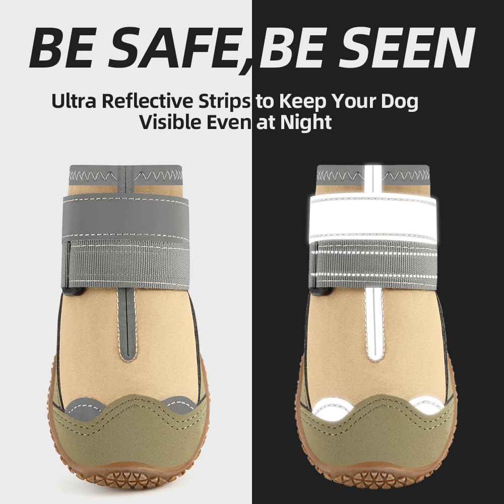 Dog Shoes for Small Dogs, Dog Boots & Paw Protectors for Hardwood Floors, Outdoor Dog Booties for Hot Pavement Winter Snow Hiking, Waterproof Dog Shoes with Reflective Strips Size 1