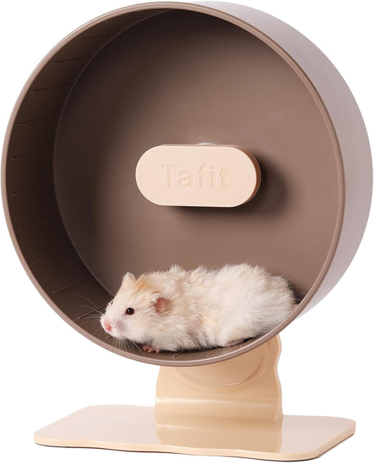 Quiet Hamster Wheel 10.2 Inch Dual-Bearings Silent Small Animals Running Exercise Wheel Height Adjustable for Syrian Hamsters, Gerbils, Rats, or Other Small Pets, Nut Brown
