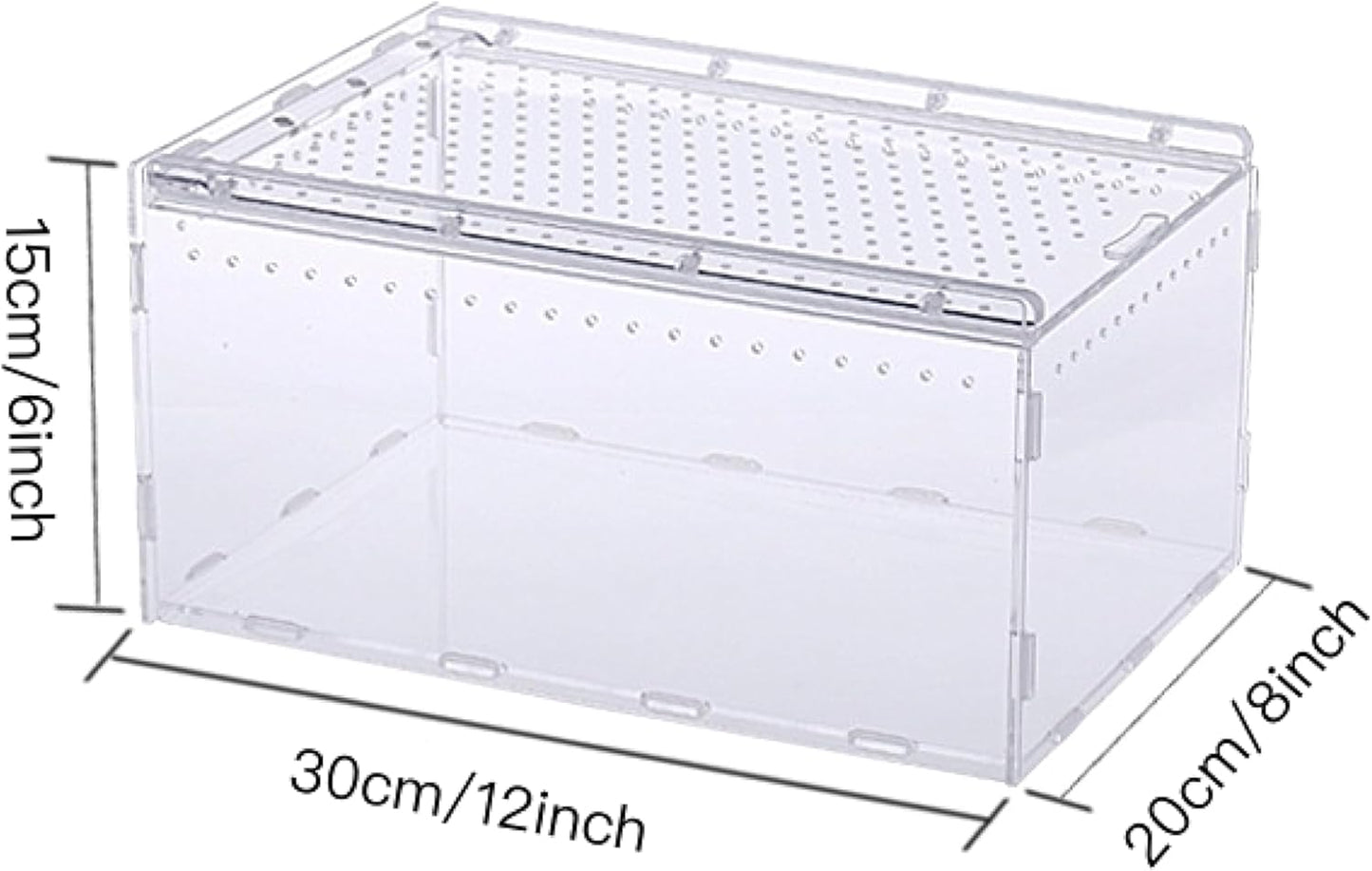 Magnetic Acrylic Case, Micro Habitat Small Tarantula Enclosure Enclosure for arboreal Tarantula Scorpion Sling Lizards Mantis Snake Gecko Jumping Spider Snail Insect Isopods (12 * 8 * 6inch)
