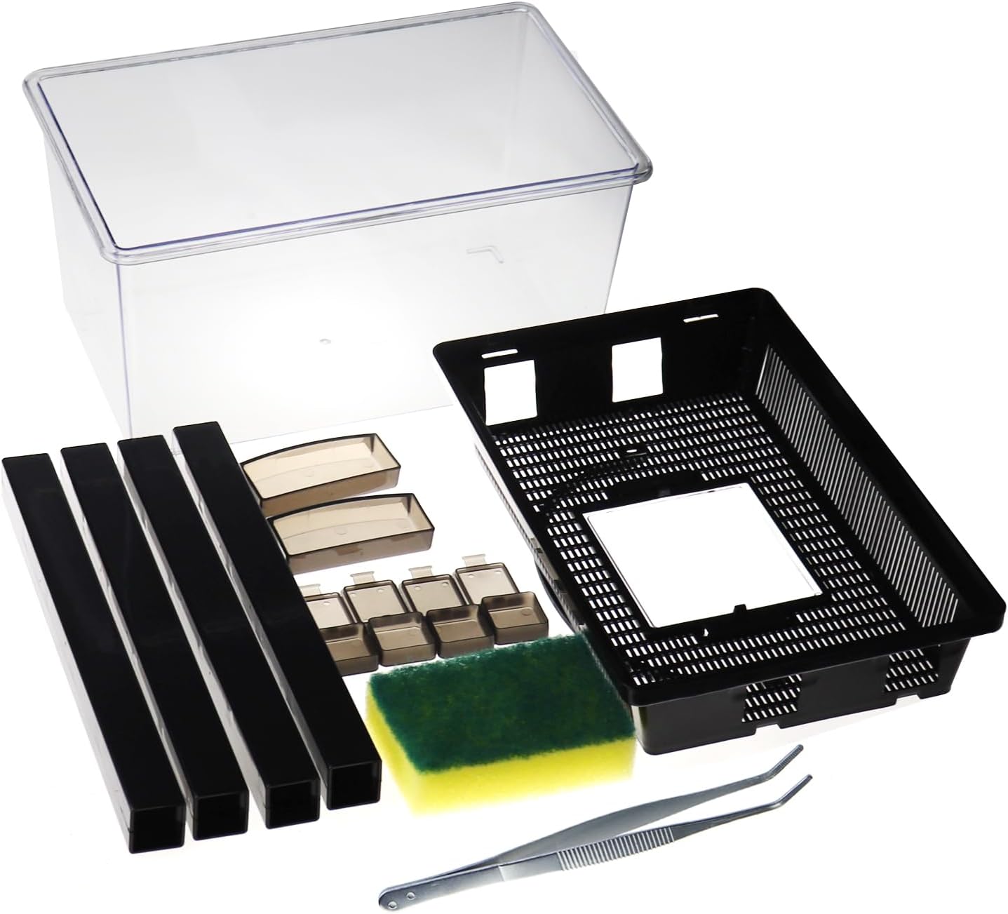 Reptile Cricket Keeper, Transparency Cricket Pen with Tubes, Insect Keeper with Water & Food Bowls for Bearded Dragon Gecko Lizards Chameleon Snake