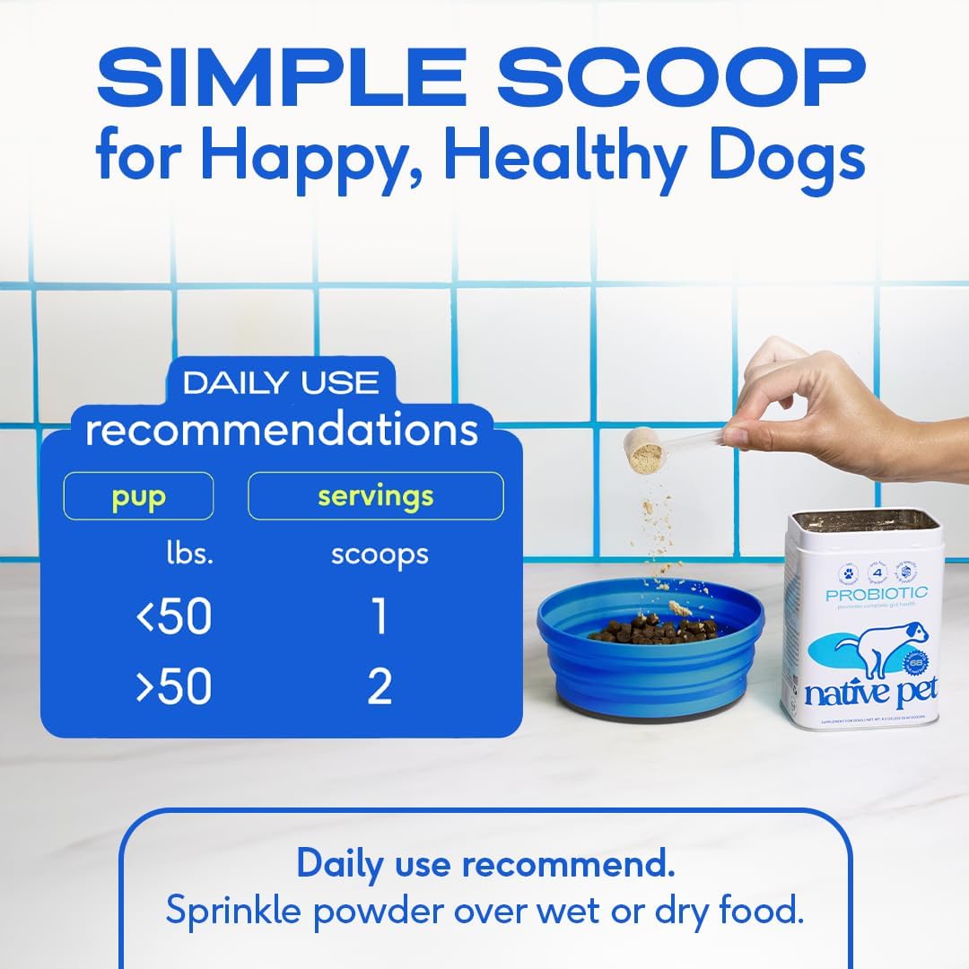 Native Pet Probiotics for Dogs - Dog Probiotics Powder for Digestive Health, Gut Support, & Immune Boost – Vet-Formulated Powder for Maximum Potency with Digestive Enzymes & Prebiotics - 30 Scoops