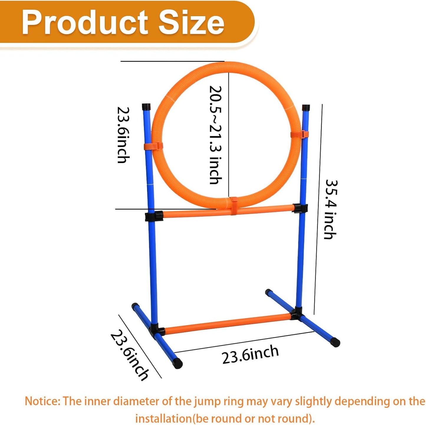 Dog Agility Equipment, 2 in 1 Dog Obstacle Course Training Starter Kit Adjustable Jump Ring/Hurdle Bar with Carry Bag