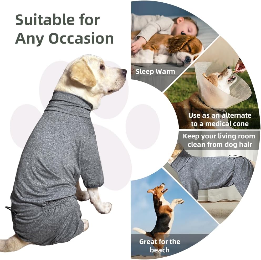 Dog Pyjamas PJS Sweater Clothes and Home Clothing Suitable for Small to Medium Breeds of Dogs, Dog Neutering Suits, Extra-Large Stretch Fabric, Four-Legged Clothes(Thin Forid Gray, XL)