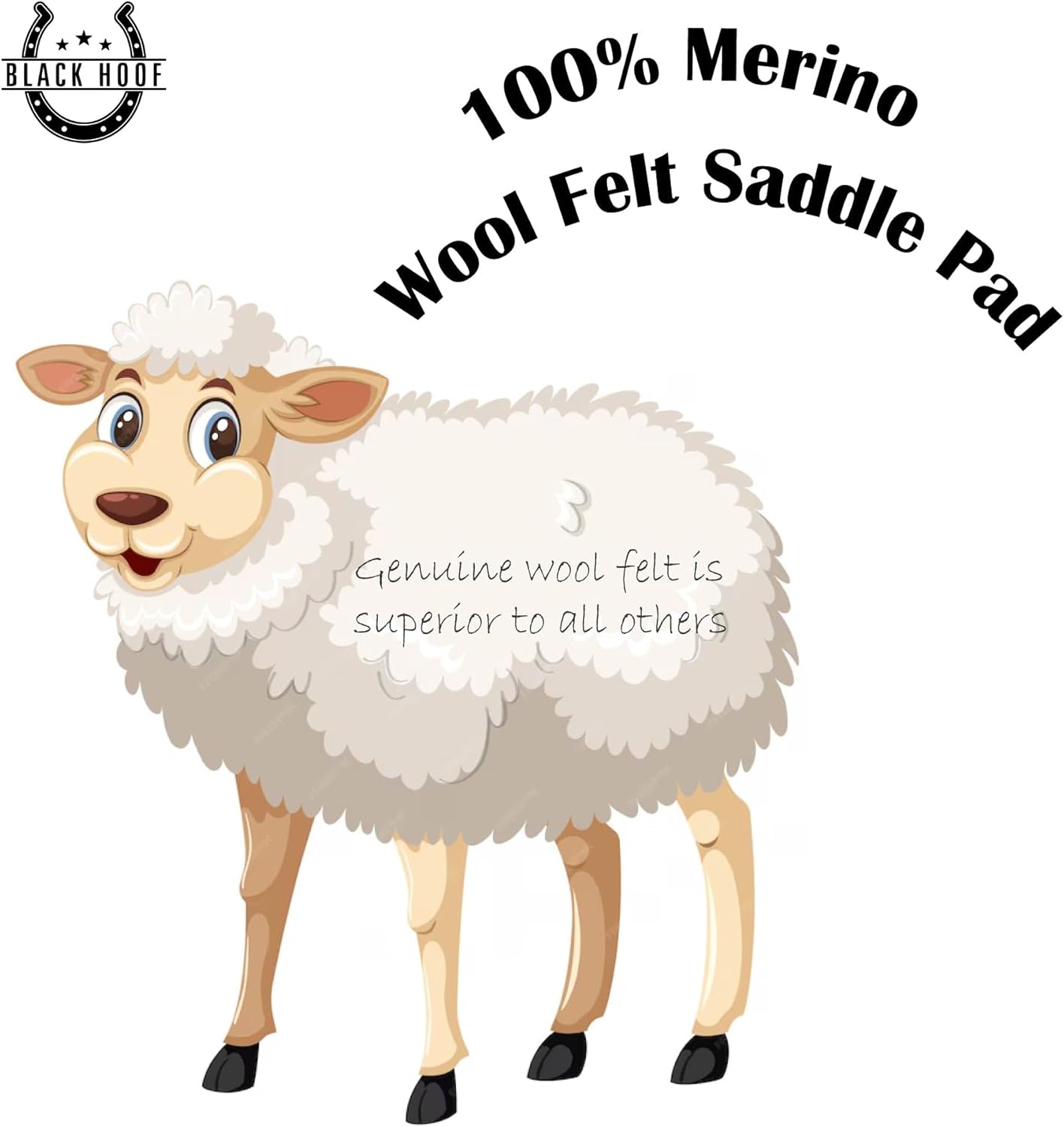 BLACK HOOF Blackhoof Steam Pressed Merino Wool Felt Contoured Pad (31" Length and 32" Width), Saddle pad for Horses