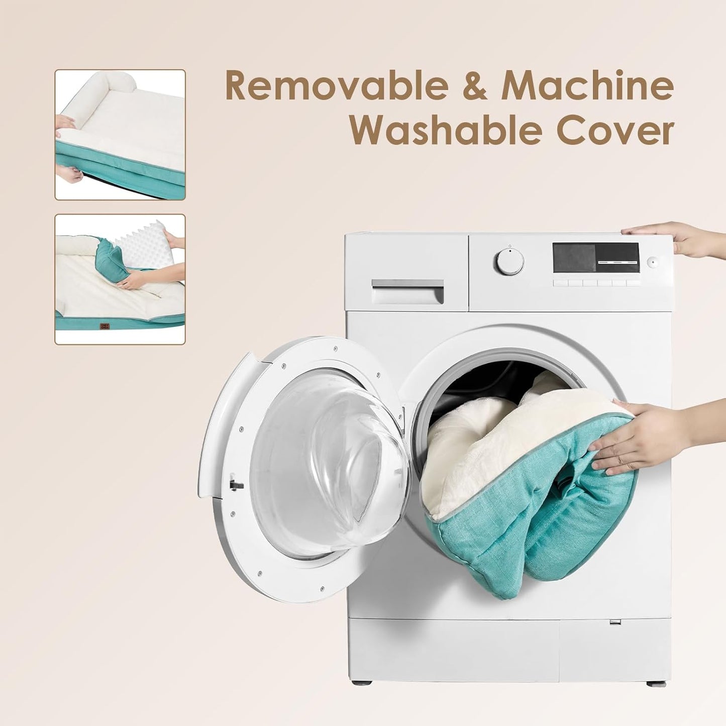 EHEYCIGA Orthopedic XL Dog Beds, Waterproof Memory Foam Dog Bed for Extra Large Dogs, Non-Slip Bottom and Egg-Crate Foam Big Pet Couch Bed with Washable Removable Cover, Turquoise Blue