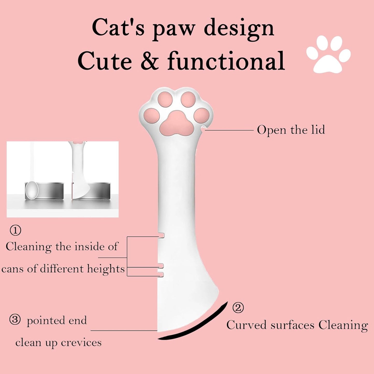 Pet Food Can Spoon & 3 Pcs Can Cover Lids | Cute Paw Shape Opener Spatula Cat Wet Food Spoon | Universa BPA Free Silicone Can Lids & Spoon for Dog Cat Cans(multicolor)