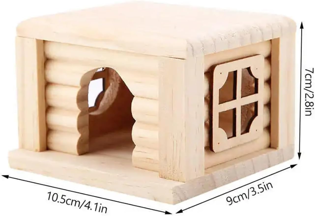 Hamster Cages Natural Wooden Hamster House Flat Top Cabin Hamster