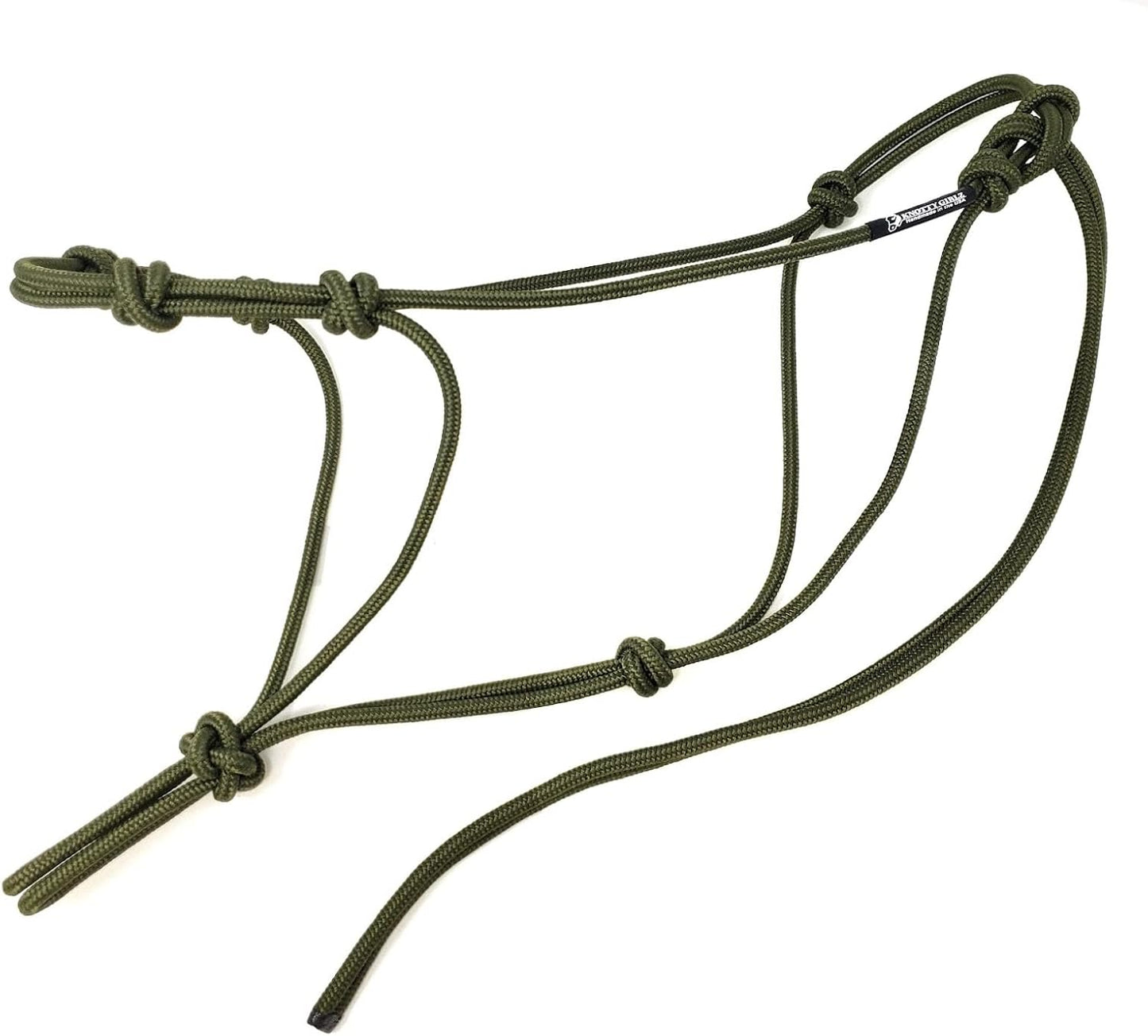Horse Rope Training Halter - 4 Knot 1/4" Stiff Halter Cord - Used by Famous Trainers Multiple Sizes Multiple Colors