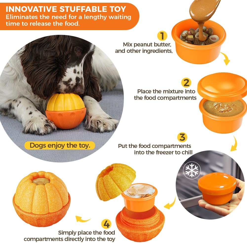 Dog Frozen Treat Toy to Keep Busy, Freezable Fillable Puzzle Treat Dispensing Toys, Dog Chew Toys for Aggressive Chewers, Interactive Enrichment Toys to Reduce Anxiety