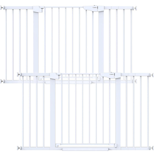 Cumbor 2 Pack 29.7-54.2" Baby Gate for Stairs, Mom's Choice Awards Winner-Auto Close Dog Gate for Doorways, Easy Install Pressure Mounted Pet Gate Indoor, Wide Safety Gate for Dog, White