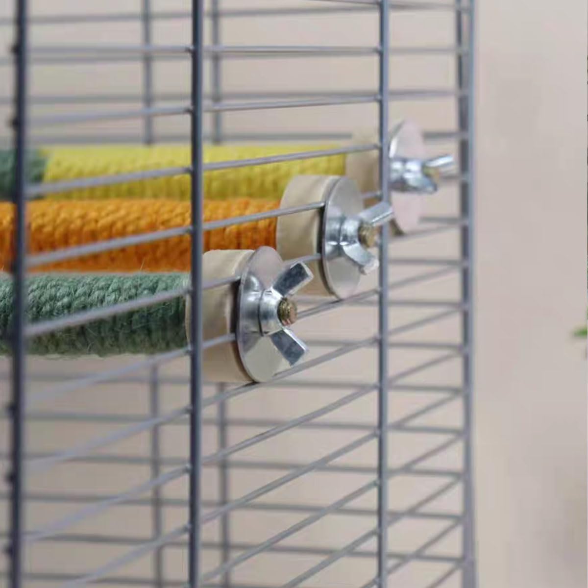 2pc Bird Perch Woven Rope Wooden Stand, Colored Solid Hemp Rope Bird Perches for Cage（9.85IN）