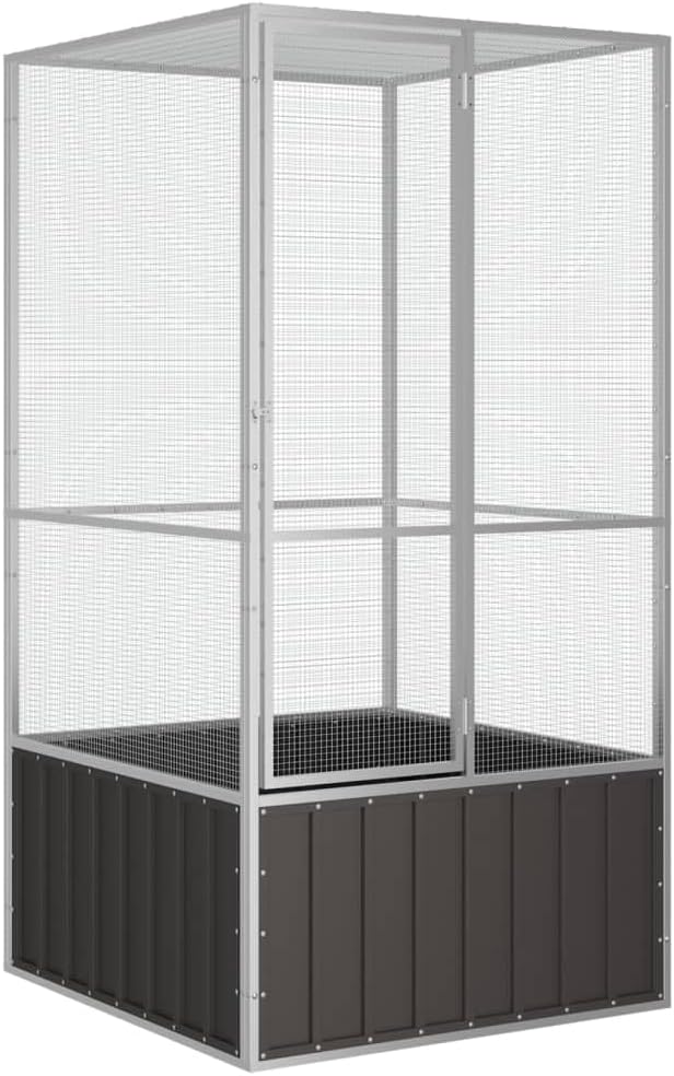 Steel Bird Cage, Large Flight King Bird Cage for Cockatiels African Grey Quaker Amazon Sun Parakeets Green Cheek Conures Pigeons Parrot Bird Cage Birdcage, Anthracite 43.7"x42.1"x83.3"