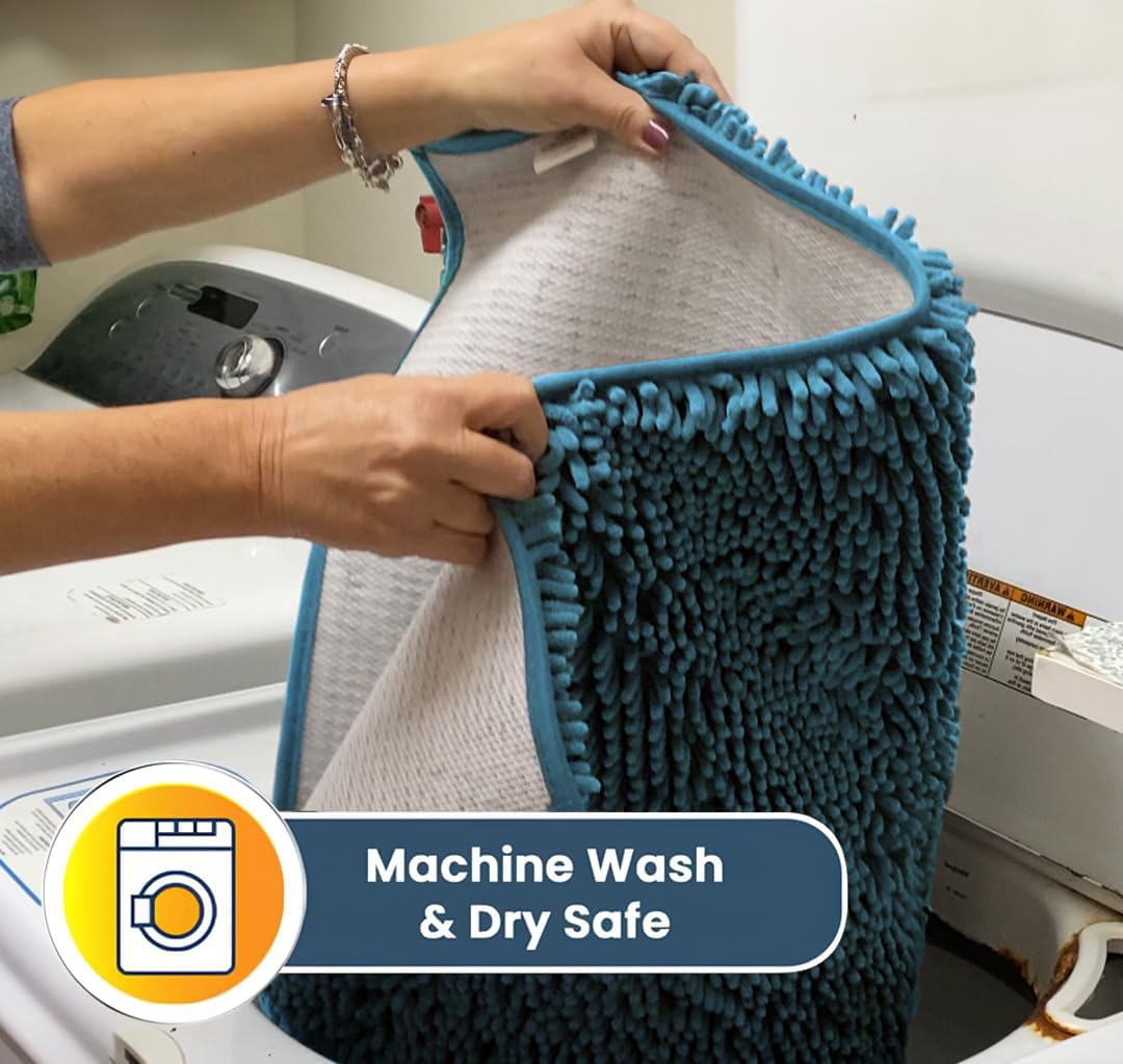 Muddy Mat® Original Dog Door Mat for Muddy Paws, Super Absorbent Microfiber, Non-Slip Washable Pet Rug, Quick Dry Chenille Entryway Carpet, Machine Washable Indoor Outdoor mat, Sky Blue 18"x28"