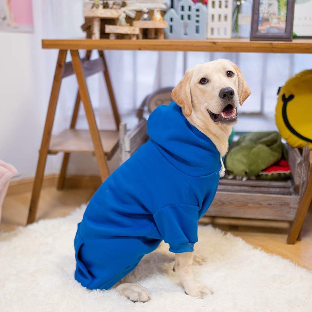 KOOLTAIL Basic Dog Hoodie - Soft and Warm Dog Hoodie Sweater with Leash Hole and Pocket, Dog Winter Coat, Cold Weather Clothes Sweatshirt for Small Medium Large Dogs Puppy Cat Boys Girls Blue XL/XXL