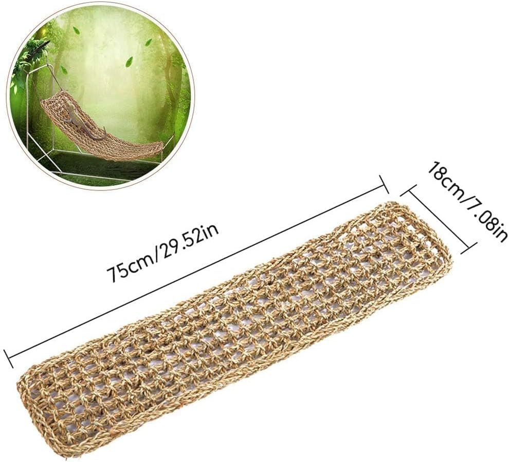 kathson Bearded Dragon Hammock, Natural Seagrass Reptile Hammock, Reptile Lounger Bearded Dragon Tank Accessories for Chameleons, Lizards, Geckos, Snakes, Lguana Reptiles, Geckos (29.52 x 7.08 inches)