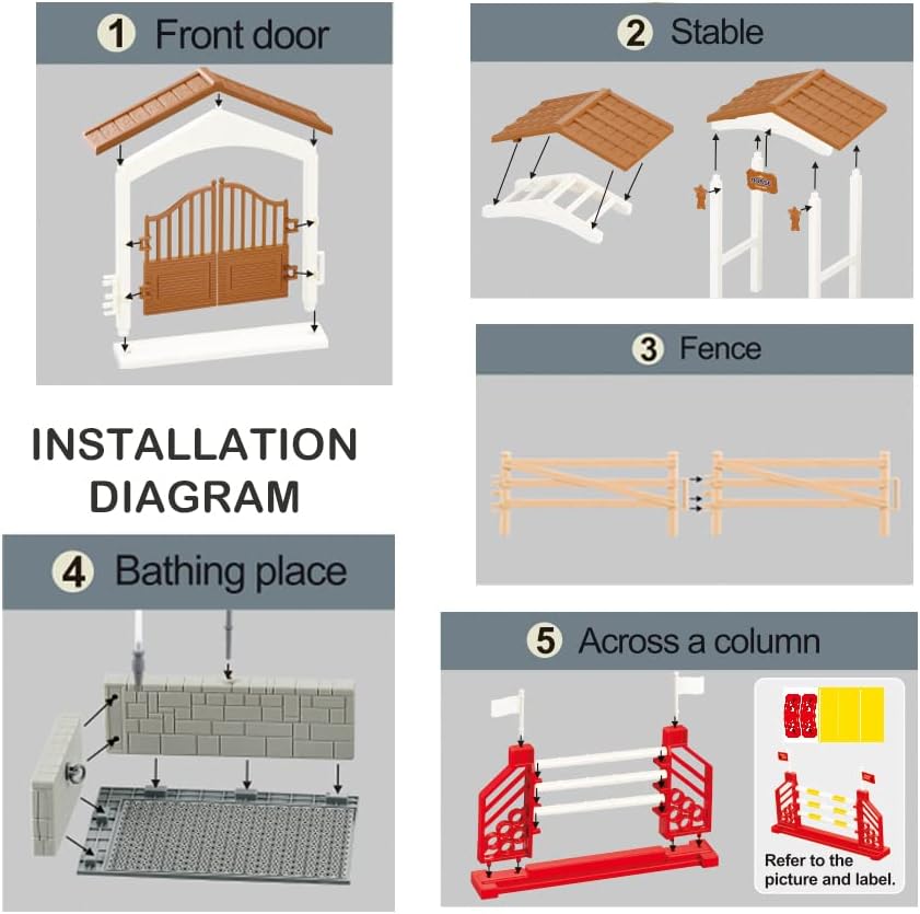 Peagrav Horse Stable Playset with Rider & Horses - Toy Figures for Boys & Girls, Ages 3-8