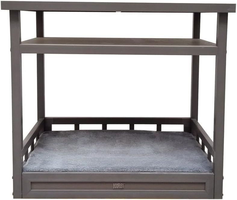 New Age Pet ECOFLEX Dog Bed Nightstand with Memory Foam Cushion - Durable, Non-Toxic Wood Plastic Composite, Easy Clean Removable Cover, Multi-Purpose Space Saver for Small Spaces, Espresso Black