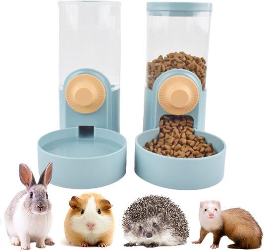 Hanging Automatic Rabbit Food Water Dispenser, Auto Dog Kennel Water Dispenser 35OZ Gravity Bunny Feeder, Dog Cage & Crate Water Dispenser for Rabbit Guinea Pig Hedgehog Ferret Kitty Puppy