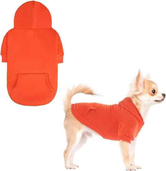 KOOLTAIL Fall Dog Hoodie - Soft & Warm Dog Thanksgiving Sweater with Leash Hole and Pocket, Pet Winter Coat, Cold Weather Clothes Sweatshirt for Small Medium Large Dogs Puppy Cat Boys Girls, Orange XS