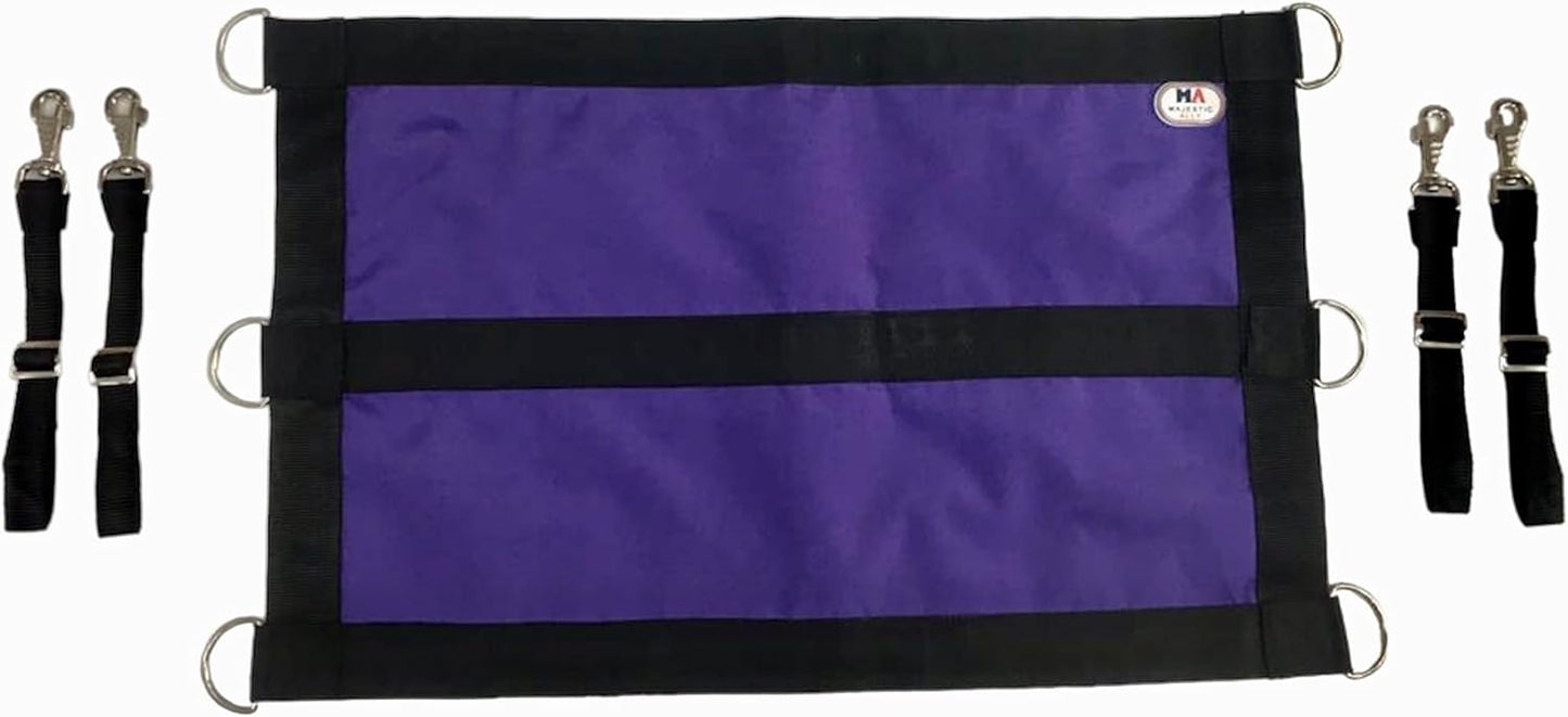 Majestic Ally 1200D 29"x19" Horse Stall Guard with Replaceable and Adjustable Length Straps and Replaceable Hardware (Purple Black)