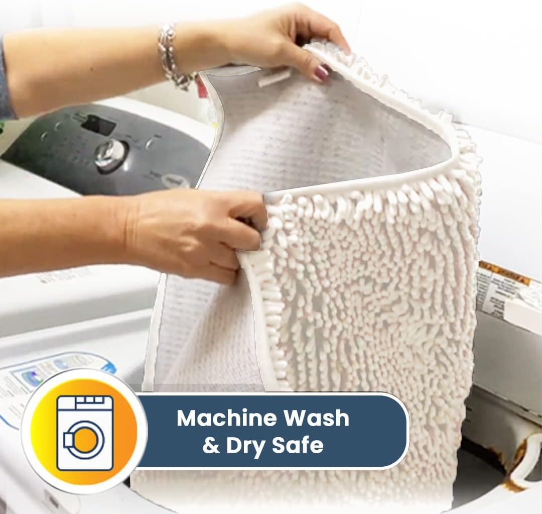 Muddy Mat® Shown on TV – Super Absorbent Microfiber Dog Door Mat for Muddy Paws, Non-Slip Washable Pet Rug, Quick Dry Chenille Entryway Carpet, Machine Washable Indoor Outdoor Doormat, White 59"x35"