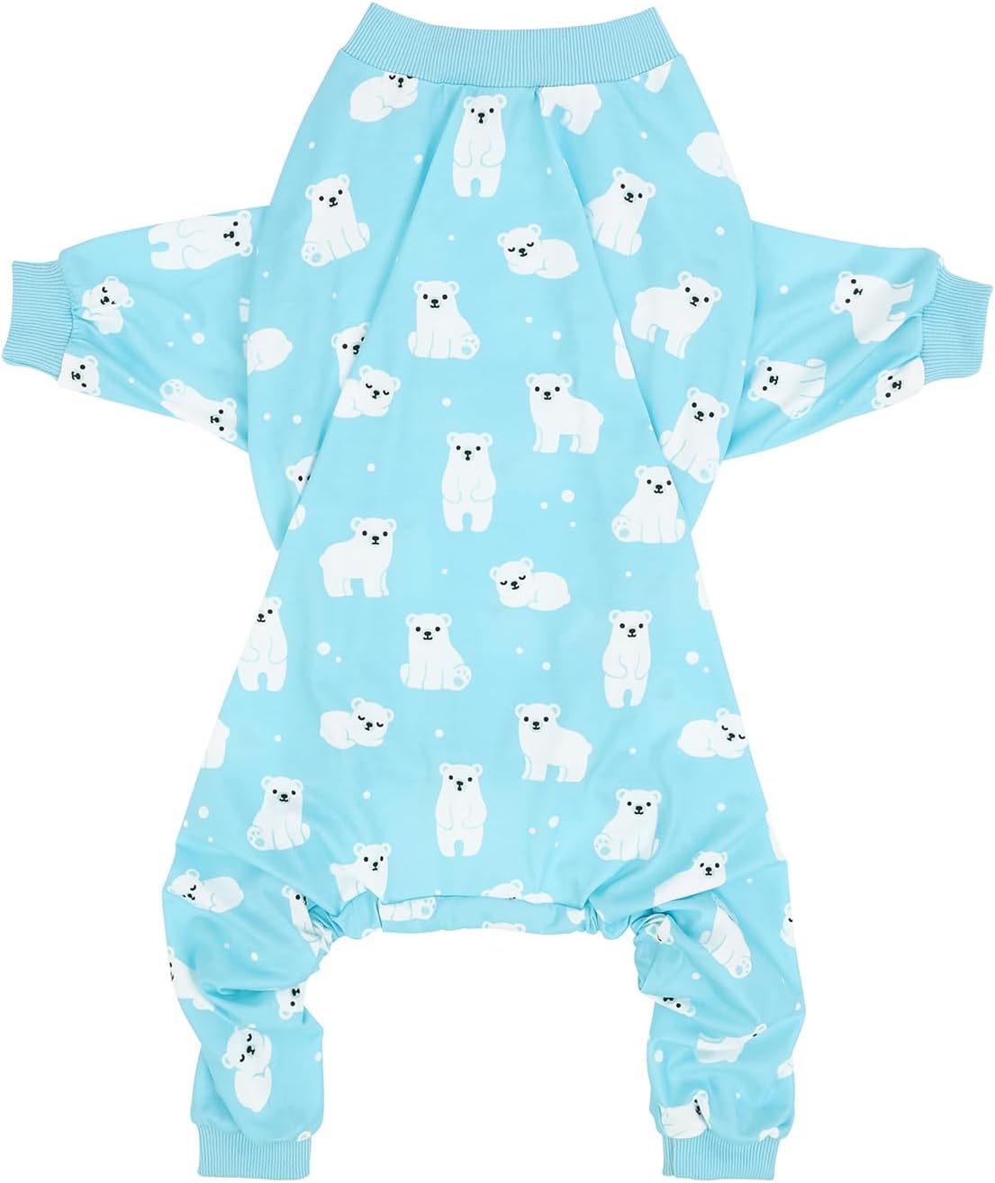 HDE Dog Pajamas One Piece Jammies Jumpsuit Pet Clothes Outfit Stretchy Lightweight Comfy Shirt Pjs for M-3XL Dogs Sleepy Polar Bears - M