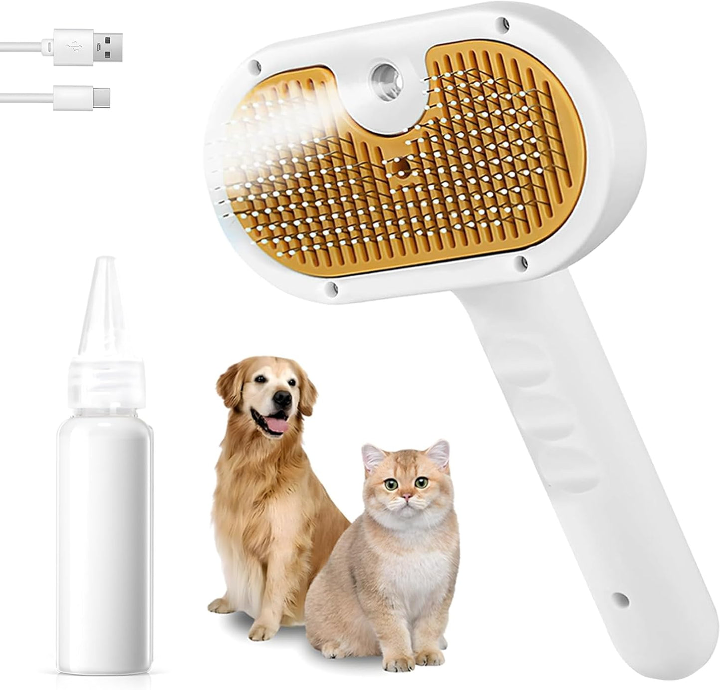 Pet Steam Brush for Dog & Cat – 3-in-1 Spray Hair Removal Comb – Steam for Shedding & Grooming – Water Brush for Long & Short Haired Pets – Spritz Defur Comb