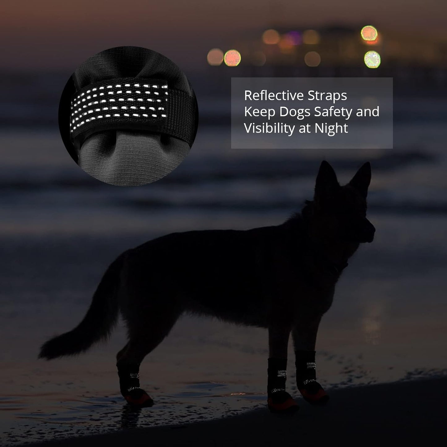 Dog Shoes for Hot Pavement Anti-Slip Dog Boots & Paw Protectors for Summer Rainy Day Dog Snow Boots Waterproof Dog Shoes for Small Medium Large Dogs with Reflective Straps for Hiking 4Pcs