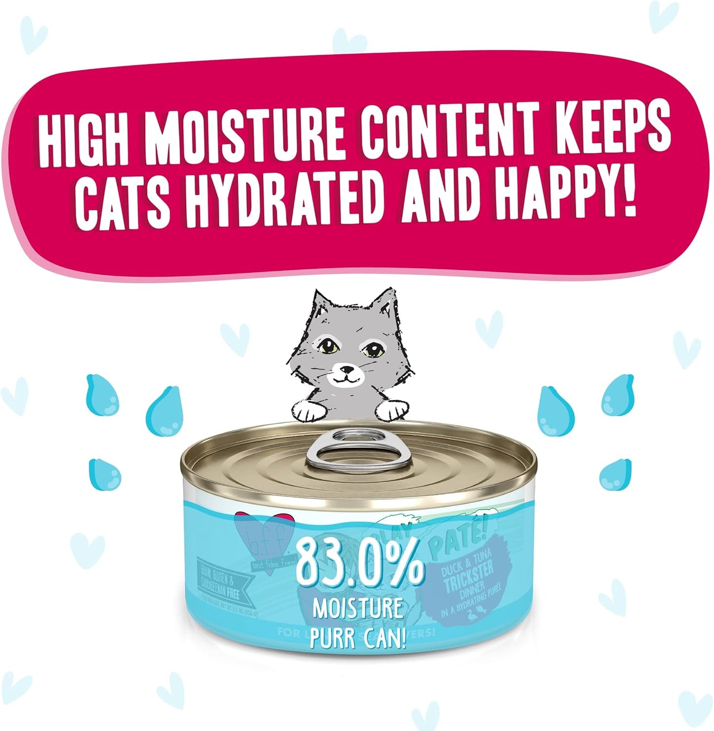 Weruva B.F.F. Play - Best Feline Friend Paté Lovers, Aw Yeah!, Duck & Tuna Trickster with Duck & Tuna, 5.5oz Can (Pack of 8)