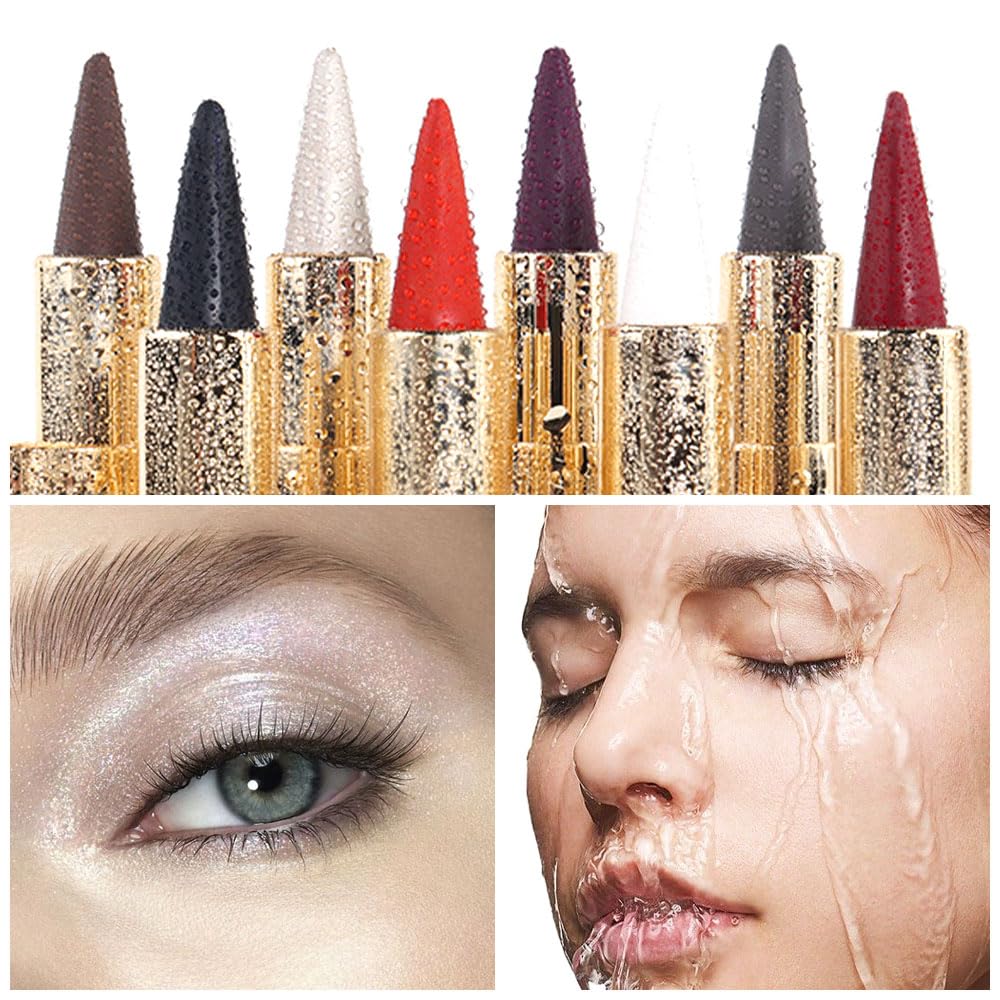 evpct 1Pcs Silver Gel Eyeliner Pencil Eye Black Face Paint Stick Makeup Set Waterproof Matte Cream Crayon Eyeliner Pencil Set Cat Eye Liners Eyeshadow Guide delineador de ojos contra el agua