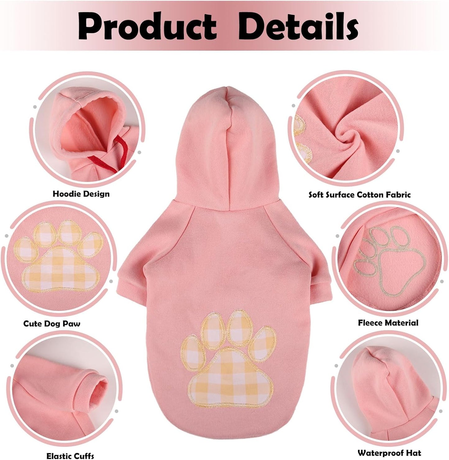 SAWMONG Dog Hoodie,Flannel Pet Hooded Sweater with Hat Puppy Pullover Sweater Shirt,Dog (Pink,M)