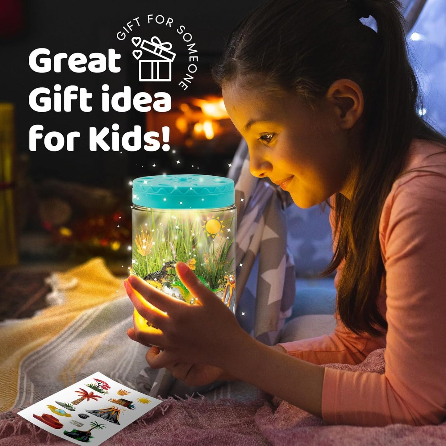 Light Up Dinosaur Terrarium Kit for Kids,Educational Science Kits,Gardening Kits Science Activities for Boys & Girls,DIY Creative Dinosaur Toys,Arts and Crafts Kit Gifts for Ages 4 5 6 7 8-12