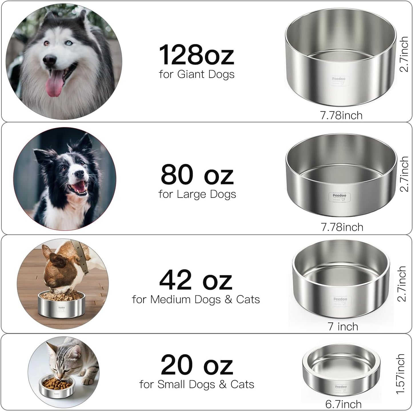 42oz Double Layer 304 Stainless Steel Dog Bowl - Insulated & Durable | Non-Slip Base | Easy to Clean | BPA-Free Safe Dog Food and Water Bowl