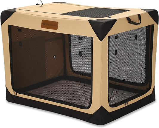 Soft Dog Crate for Medium Dogs, 4-Door Foldable Collapsible Dog Crate with Soft Sides, Indoor & Outdoor Travel Dog Kennel
