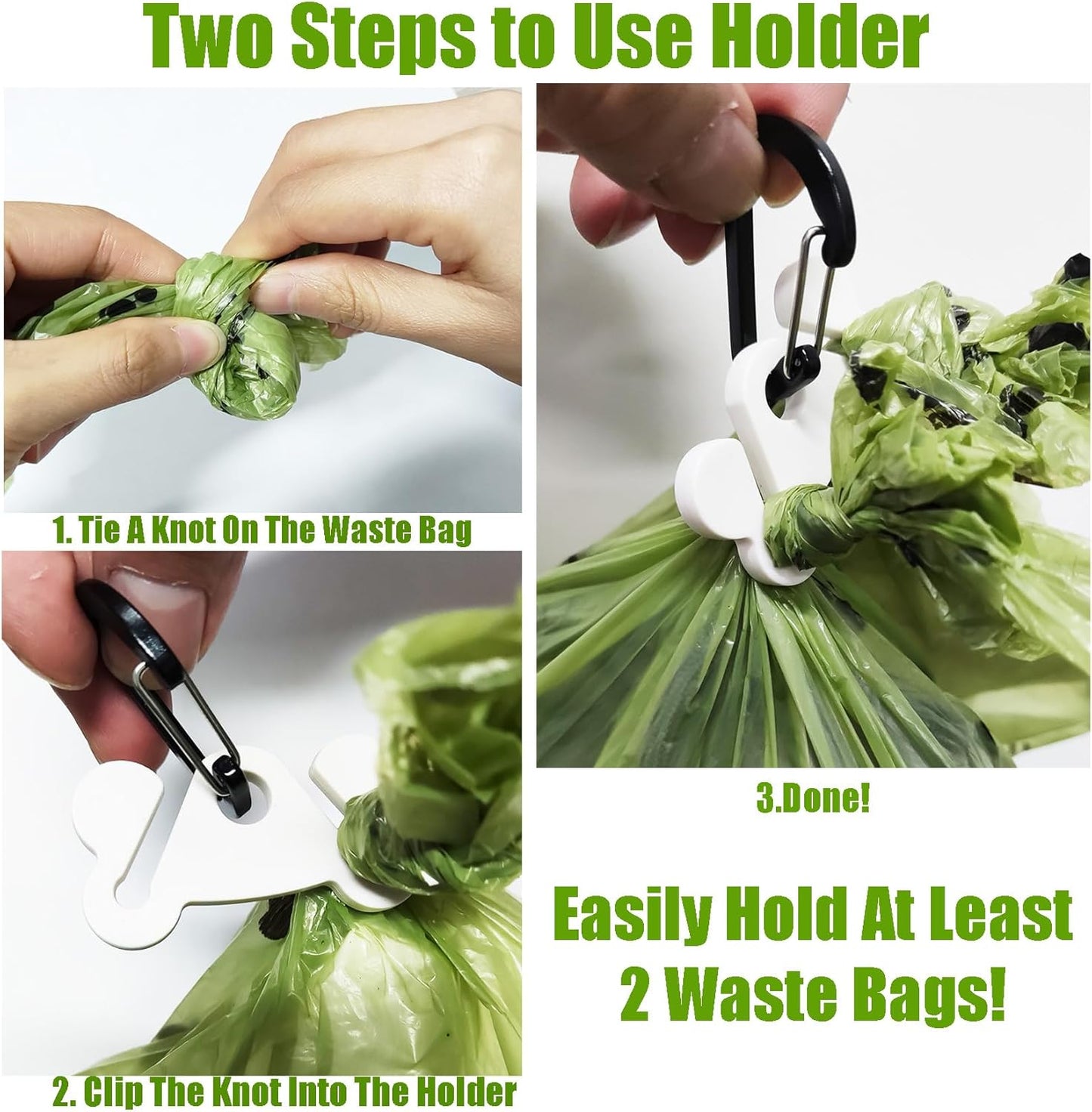 2Packs Dog Poop Bag Holder for Leash Attachment Dog Poop Bag Dispenser Dog Waste Bag Dispensers Dog Poop Bag Holders Fit Dog Leash Accessory With Hand Free Holder Carriers, Black