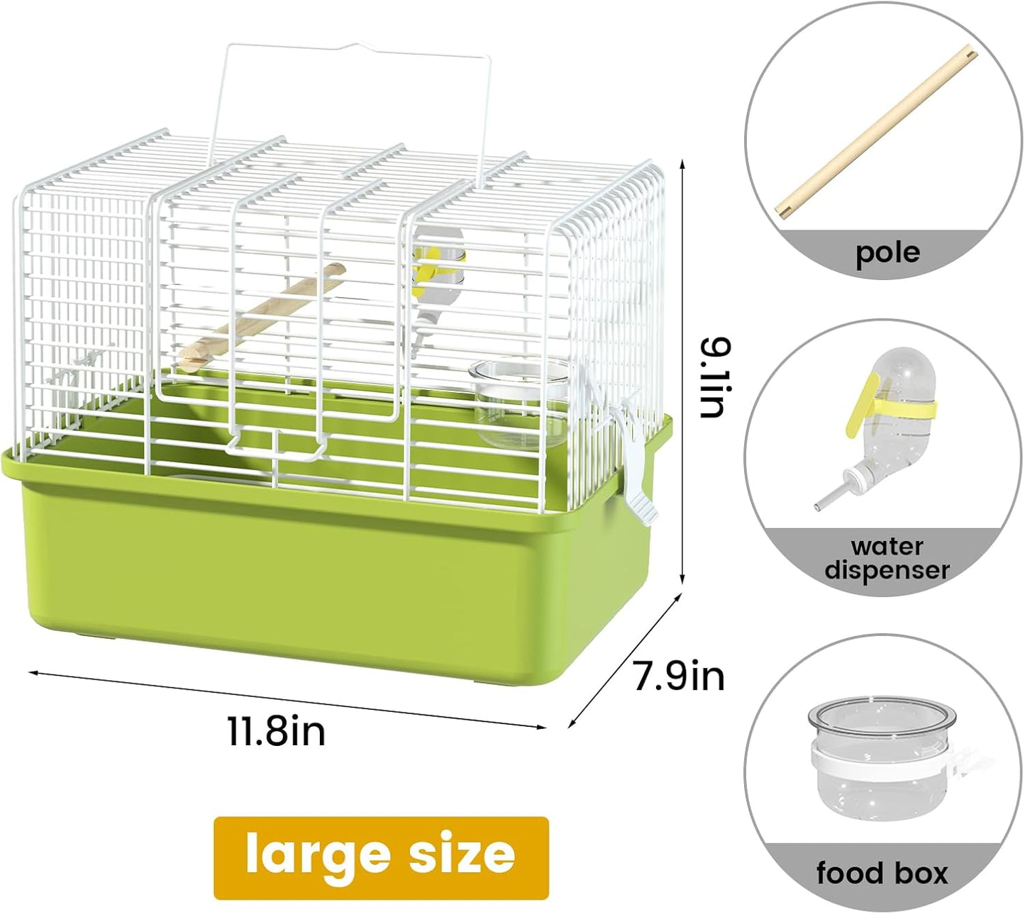 BAGHBPM Small Bird cage,Travel Cage for Birds and Small Animals, Parakeet cage,Bird Carrier Travel cage,Bird Travel cage, jaulas para pájaros,Green,(Size:S,M,L) (L)