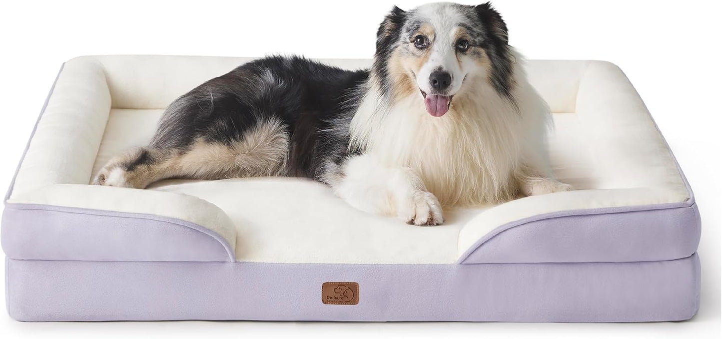 Bedsure XL Orthopedic Dog Bed for Extra Large Dogs - Washable XLarge Dog Cat Bed Waterproof, Comfort Dogs Couch Sofa with Washable Removable Cover, Pet Bed with Nonskid Bottom, Lavender, 42"