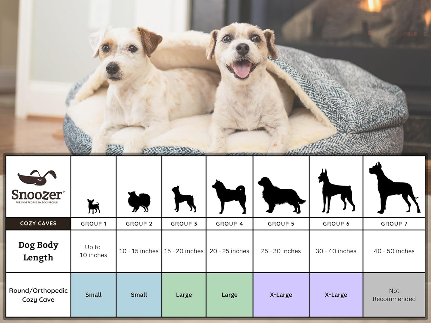 Snoozer Luxury Cozy Cave Dog Bed - Indoor Dog Bed with Cover Cave, Covered Calming Burrow for Small & Medium Sized Pets with Blanket Attached, Enclosed, Washable - Large, Merlin Linen