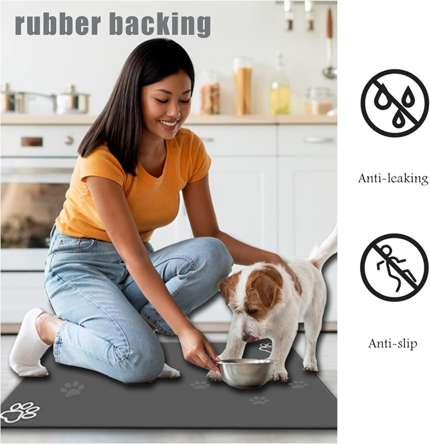 Large Pet Feeding Mat,Super Absorbent Pet Mat,Quick Dry Cat & Dog Water Dispenser Mat,No Stains Non Skid Pet Food Mat for Food and Water Bowl,Easy to Clean Pet Placemats (Dark Brown, 36'' x 16'')