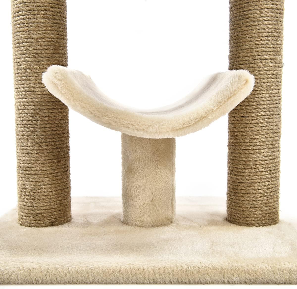 Amazon Basics Multi- Platform Cat Tree with Scratching Post for Indoor Cats up to 25lbs, 18 x 14 x 22 Inches, Beige