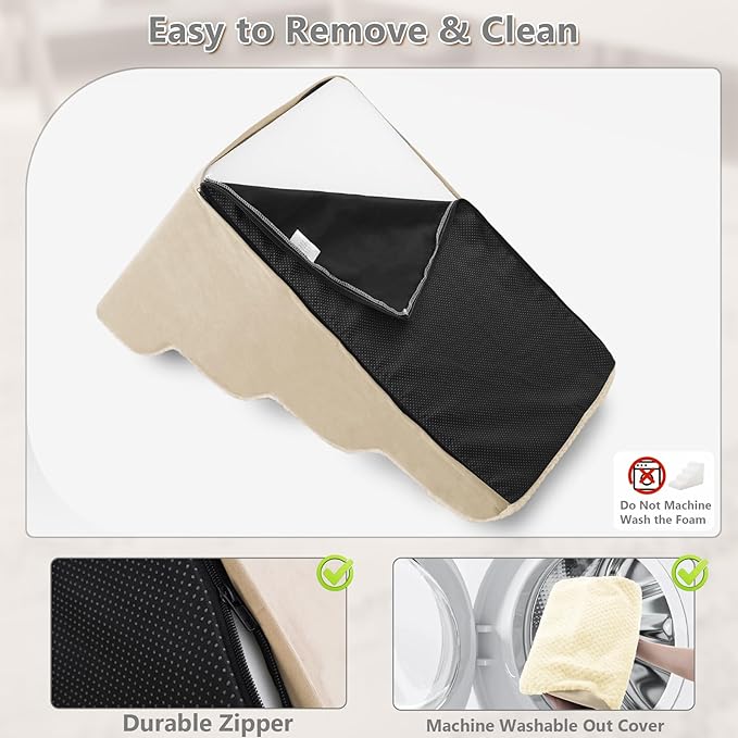 MIHIKK Dog Stairs Ramp, Curved 5-Step Dog Steps for Small Dogs and Cats, Pet Stairs for High Beds and Couch with Anti-Slip Washable Cover and Durable High Density Foam, Beige