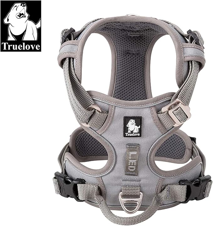 TRUE LOVE Dog Harness No Pull Nylon Reflective Pet Harness Adjustable Comfortable Control Step-in Brilliant Colors Truelove TLH56512 XS Gray