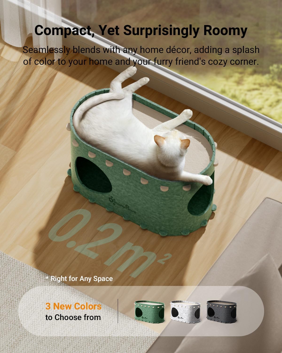 DownyPaws Cat House for Indoor Cats, Cat Bed Cave for Multiple & Large Cats Up to 22 Lbs, Scratch Resistant Peekaboo Cat Caves, Foldable Tunnel Enclosed Bed, PeekaPurr, Forest