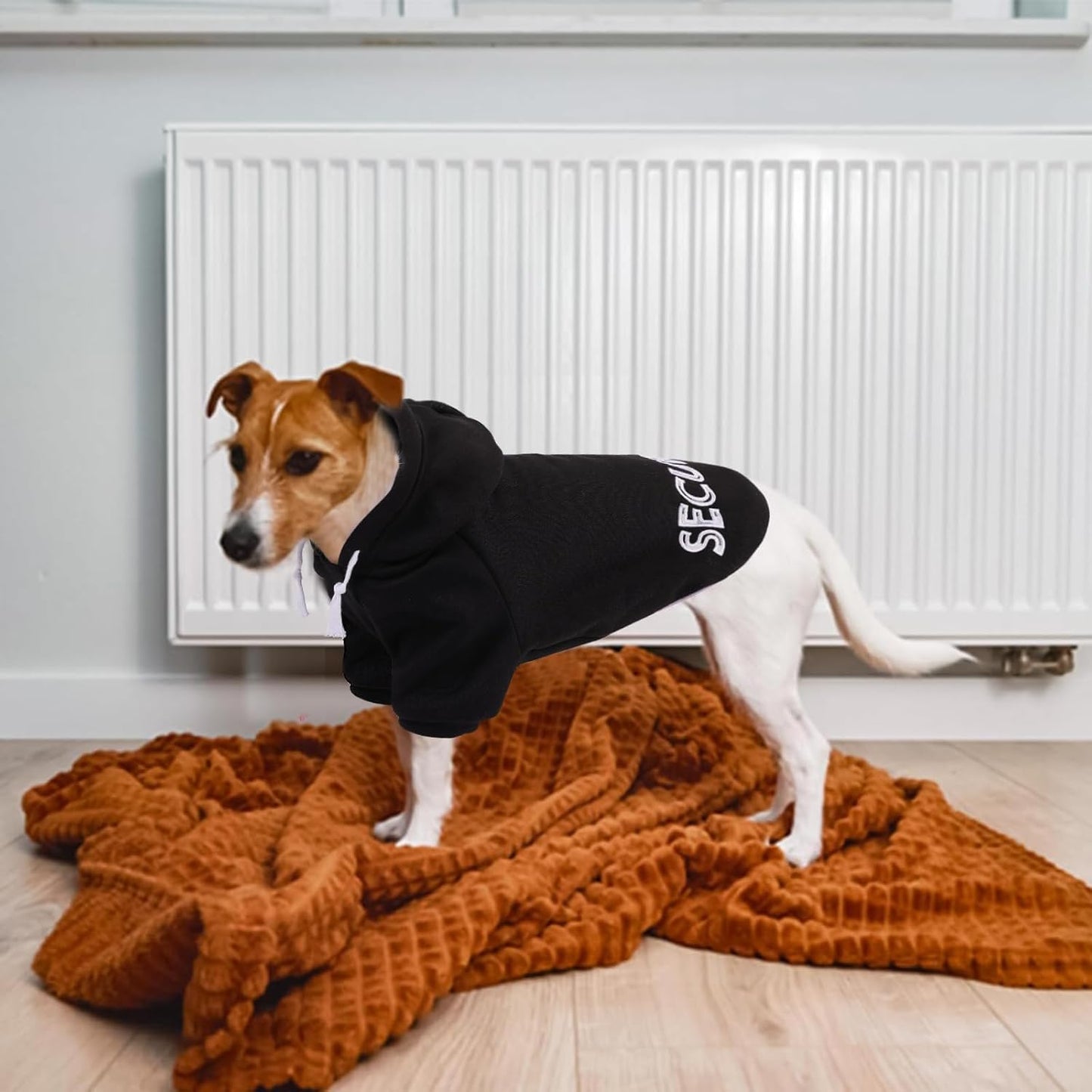 SAWMONG Dog Hoodie,Flannel Pet Hooded Sweater with Hat Puppy Pullover Sweater Shirt,Dog (Security Black,2XL)