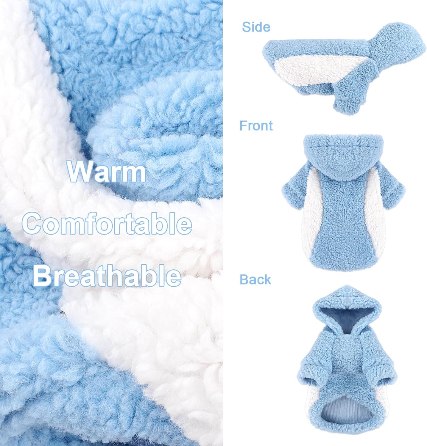 YIKEYO Dog Hoodie Pet Clothes Sweater with Hat Soft and Warm Cold Weather for Small Patchwork Hood(Blue, Medium)