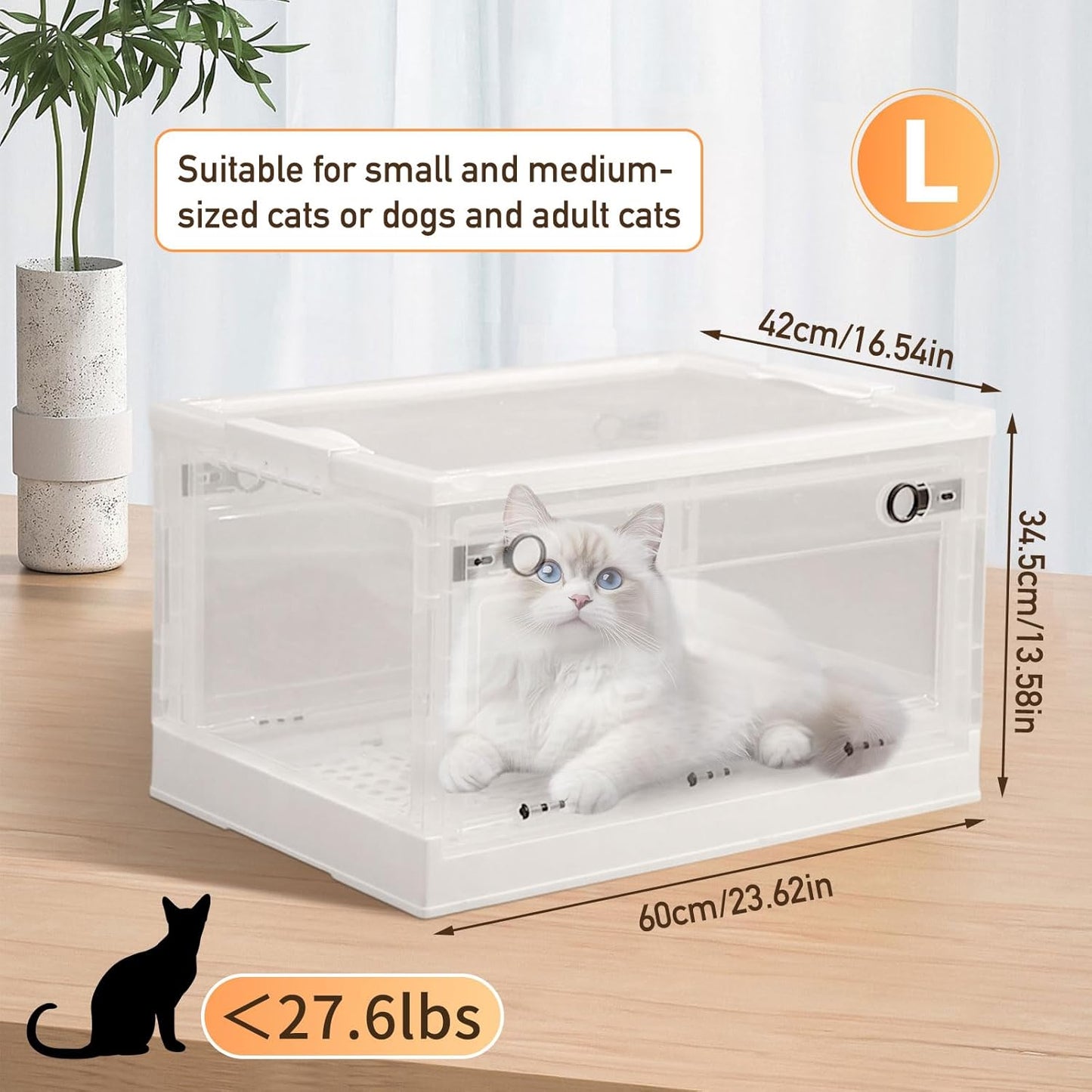 PakaLife Portable Oxygen Tank cat&Dog for pet cage,Dog&cat Inhaler,Puppy Incubator&cat Nebulizer,Built-in Ventilation for Pets up to 30lbs(Large)